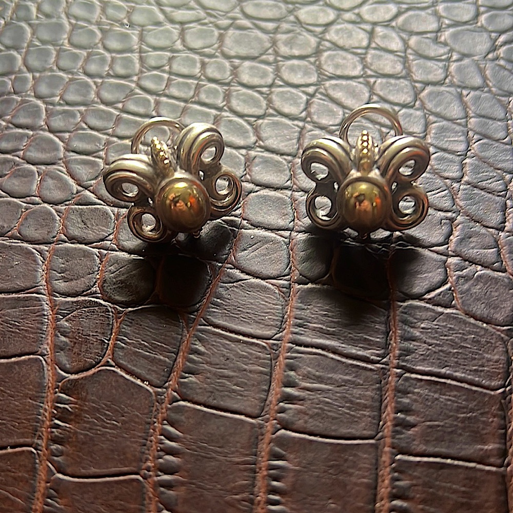 SOLD TOO LATE!! Caviar Earrings Sterling Silver & 18kt Yellow Gold - Picture 3 of 5
